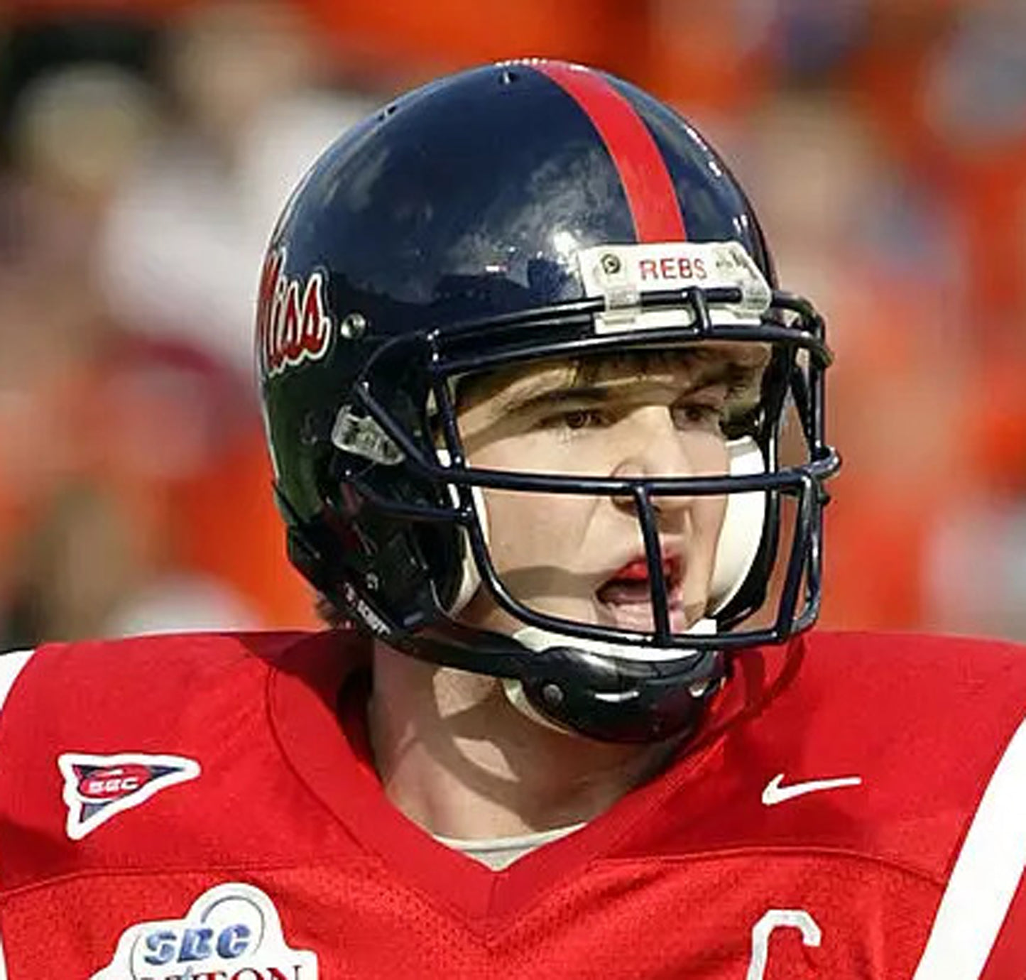 Game Used 2000 Eli Manning Style Ole Miss Rebels Football Helmet