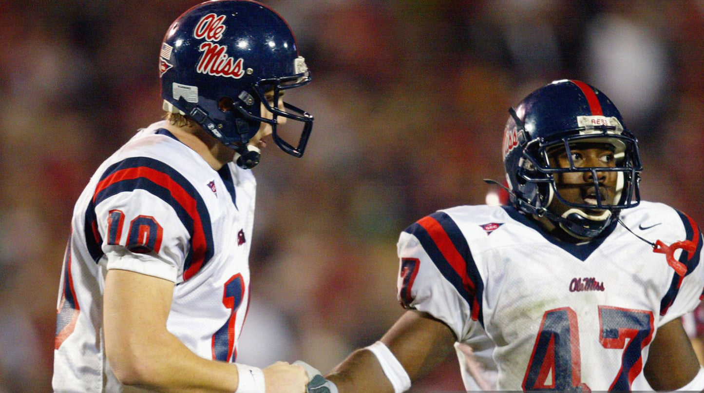 Game Used 2000 Eli Manning Style Ole Miss Rebels Football Helmet