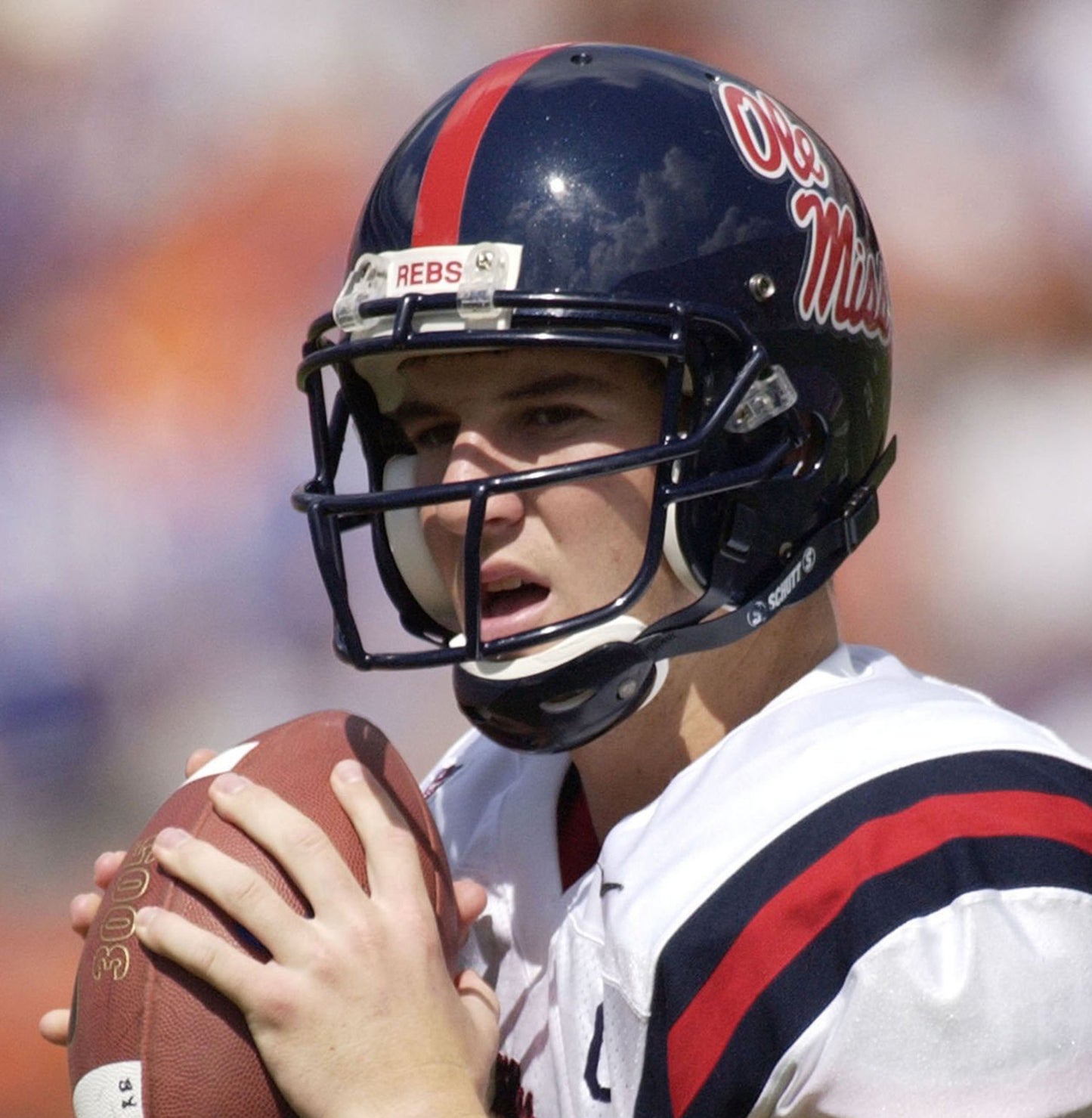 Game Used 2000 Eli Manning Style Ole Miss Rebels Football Helmet