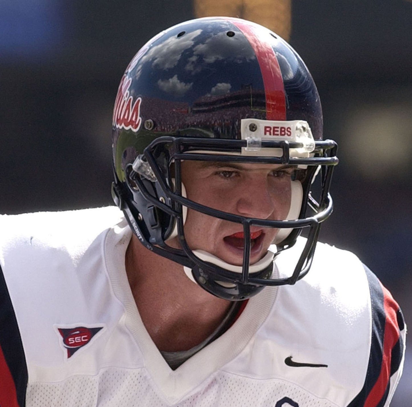 Game Used 2000 Eli Manning Style Ole Miss Rebels Football Helmet