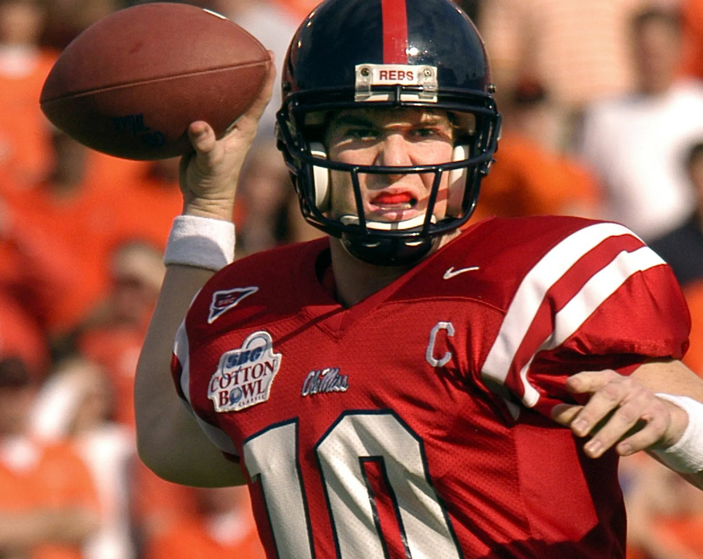 Game Used 2000 Eli Manning Style Ole Miss Rebels Football Helmet