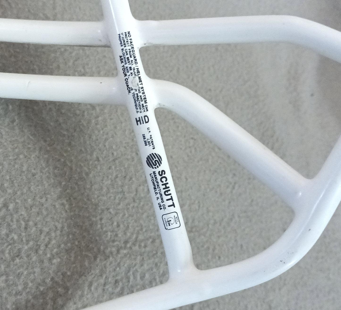 Rare 1990s White Schutt Super Pro NOPO Football Helmet Facemask- HID FHRC FHRC (187)
