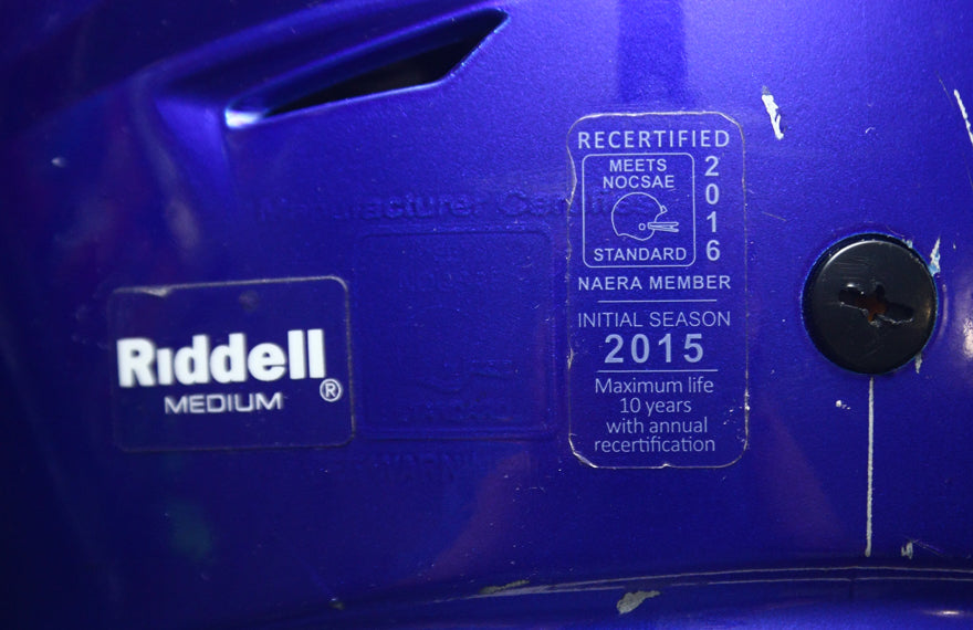 Game Used 2015 Riddell SpeedFlex Football Helmet - Youth Medium - Blue Metallic