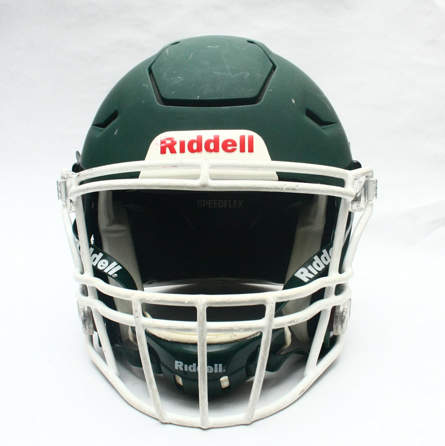 Game Used 2018 Riddell SpeedFlex Football Helmet - Adult Medium - Matte Green