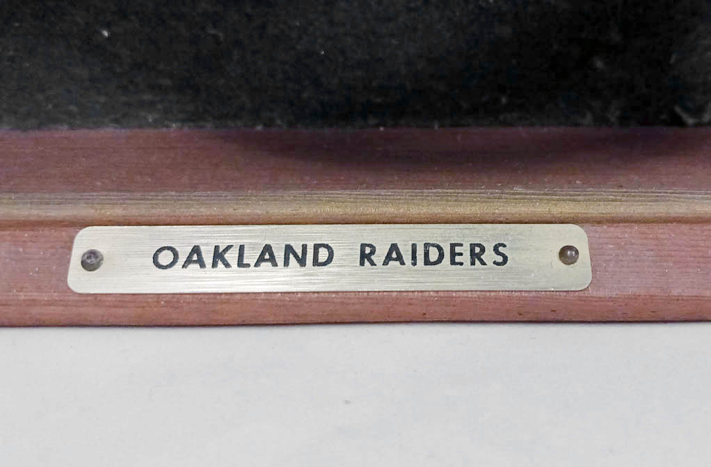 Rare Vintage 1960s Oakland Raiders Riddell RK Suspension Football Helmet Plaque