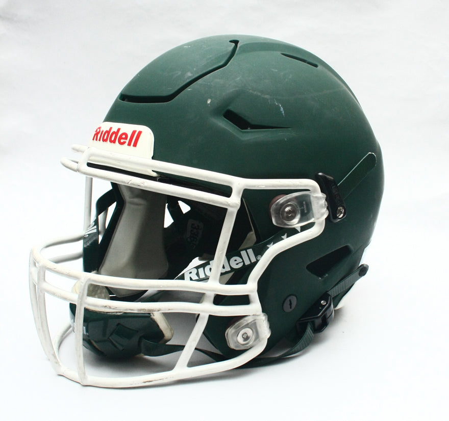 Game Used 2018 Riddell SpeedFlex Football Helmet - Adult Medium - Matte Green