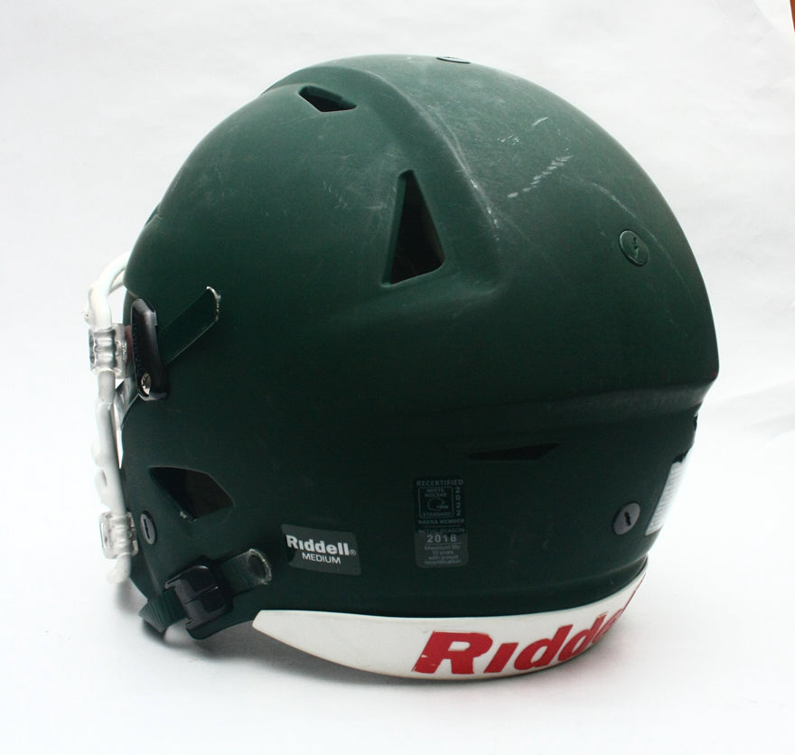 Game Used 2018 Riddell SpeedFlex Football Helmet - Adult Medium - Matte Green