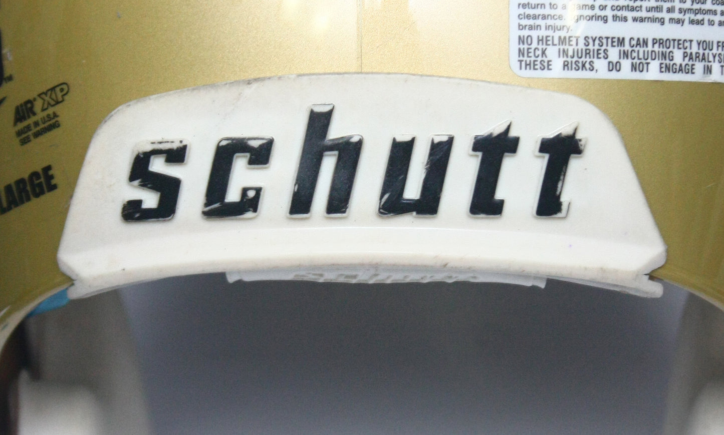 Game Used Schutt Air XP Varsity Football Helmet- Size Large - Vegas Gold