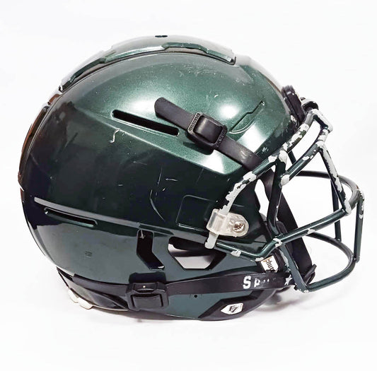 Game Used Schutt F7 LX1 Football Helmet - Youth Large - Green Metallic