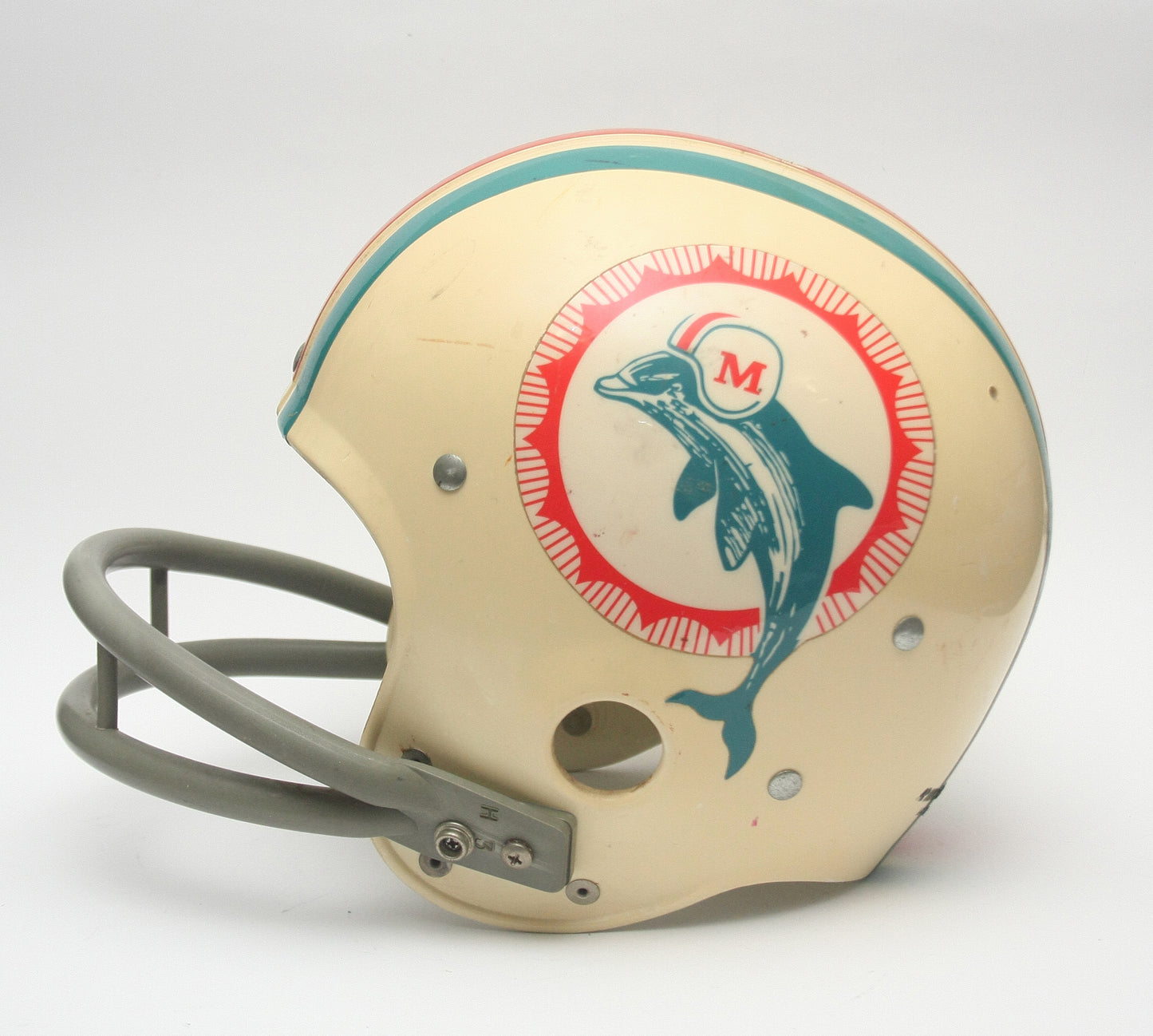 Vintage `1970s Miami Dolphins Riddell Kra Lite Football Helmet - Ex Lamp