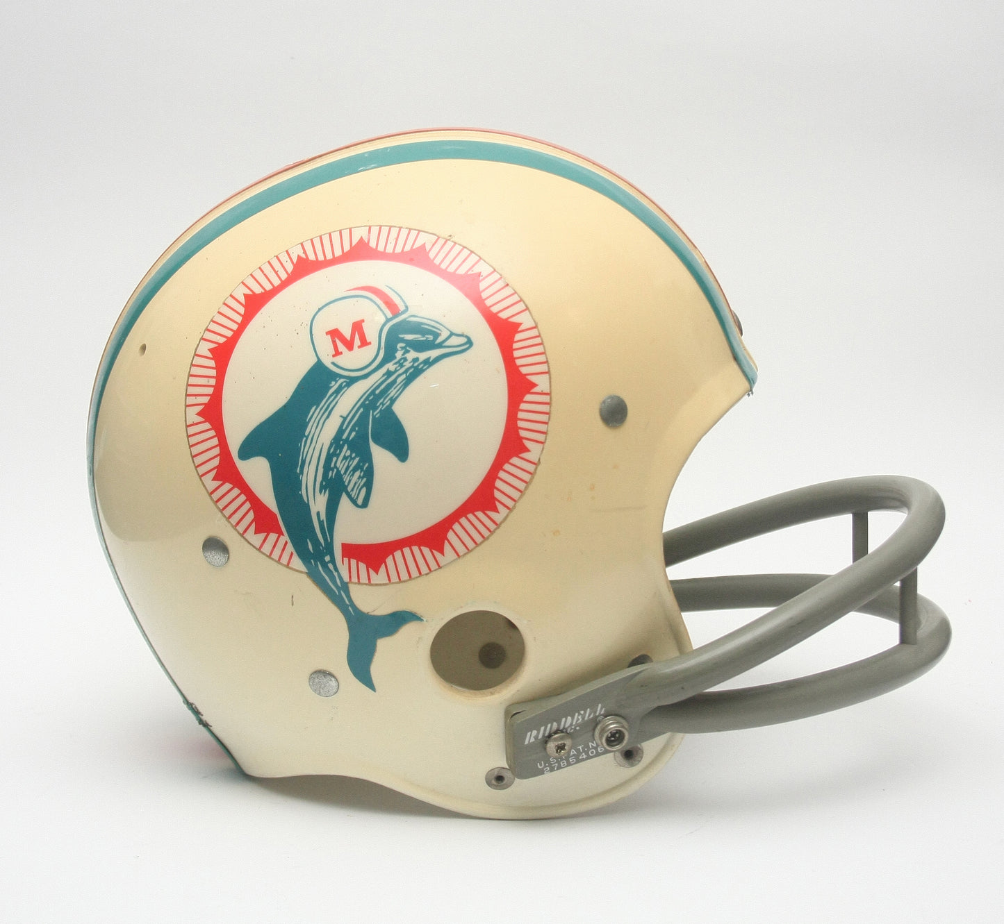 Vintage `1970s Miami Dolphins Riddell Kra Lite Football Helmet - Ex Lamp