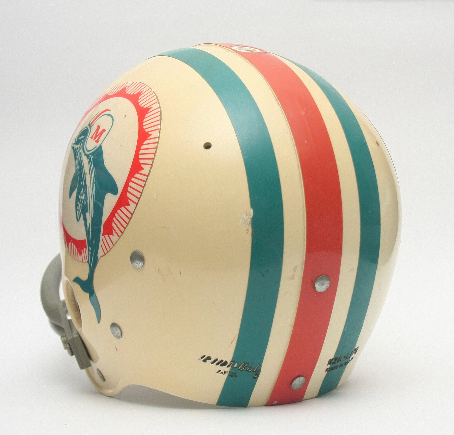 Vintage `1970s Miami Dolphins Riddell Kra Lite Football Helmet - Ex Lamp