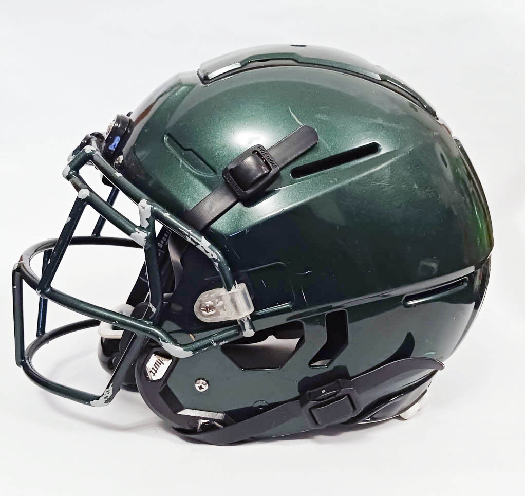Game Used Schutt F7 LX1 Football Helmet - Youth Large - Green Metallic