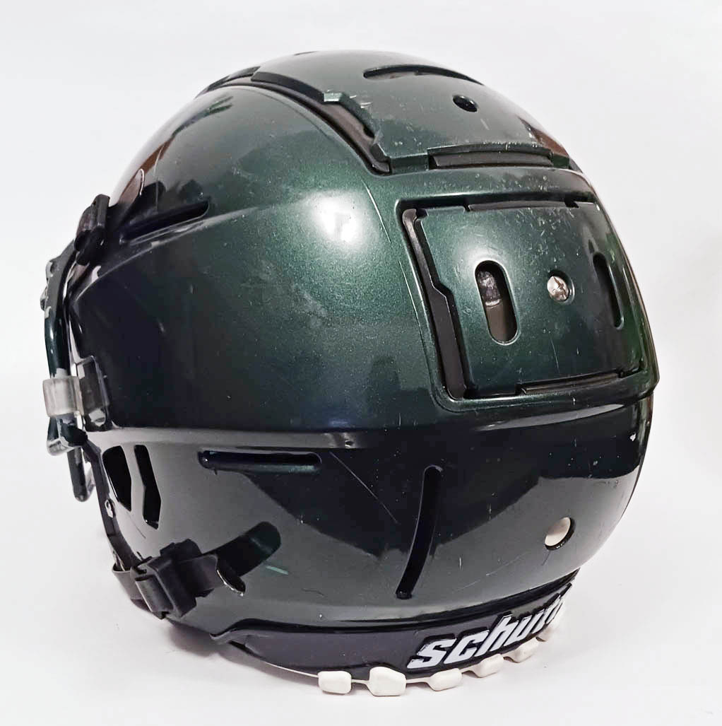 Game Used Schutt F7 LX1 Football Helmet - Youth Large - Green Metallic