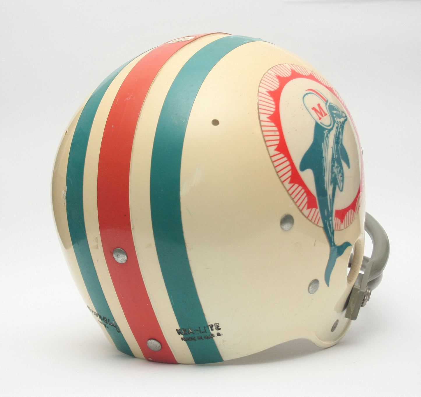 Vintage `1970s Miami Dolphins Riddell Kra Lite Football Helmet - Ex Lamp