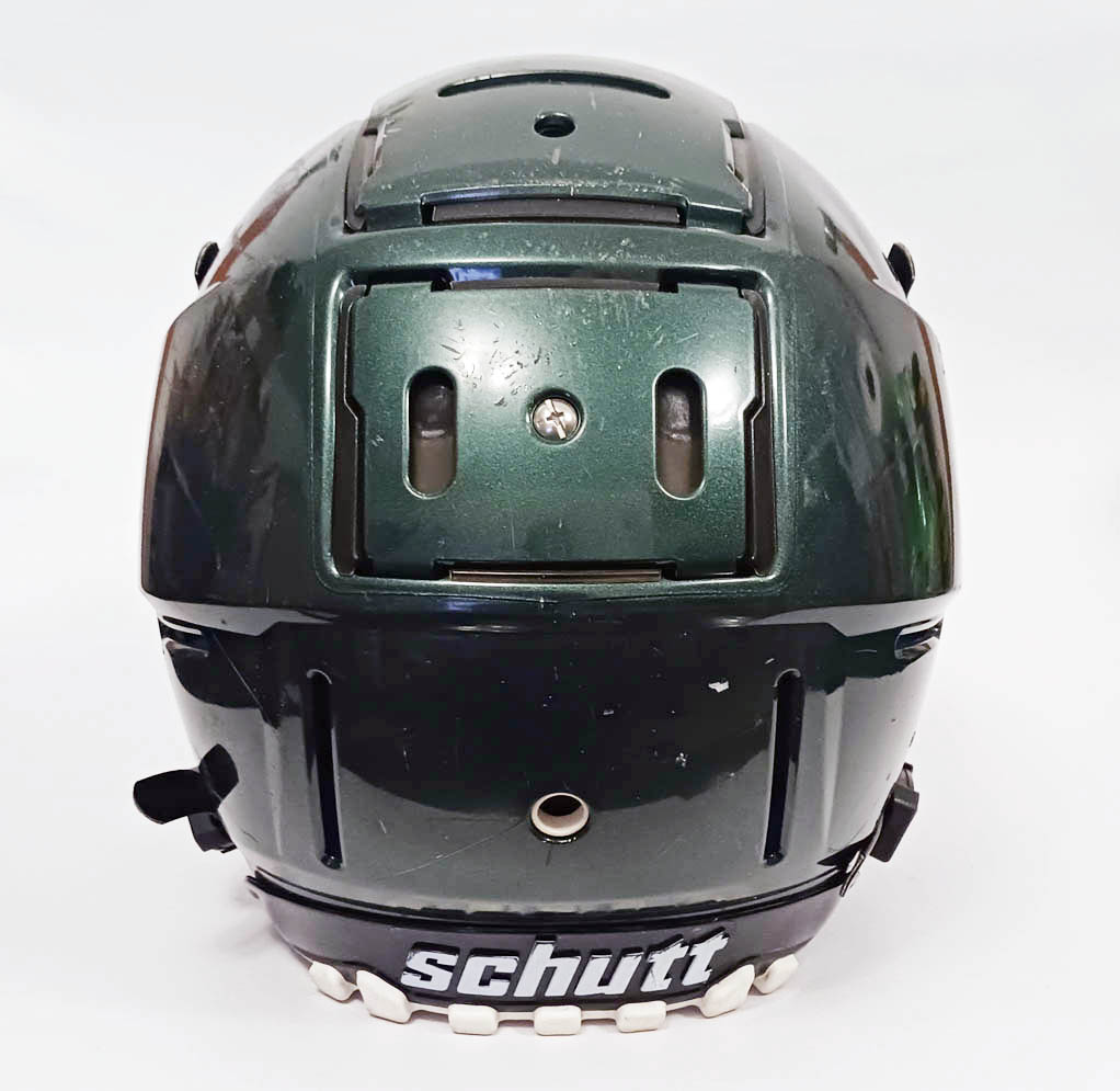 Game Used Schutt F7 LX1 Football Helmet - Youth Large - Green Metallic