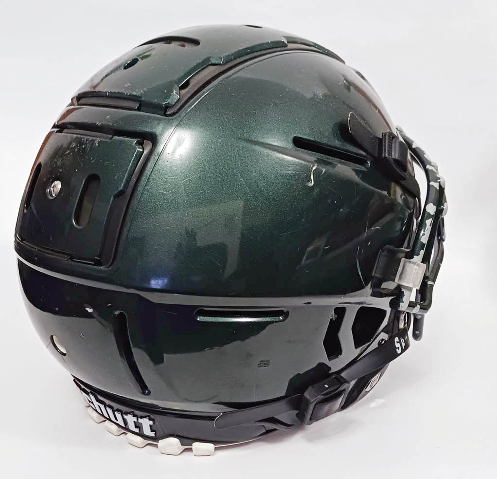 Game Used Schutt F7 LX1 Football Helmet - Youth Large - Green Metallic