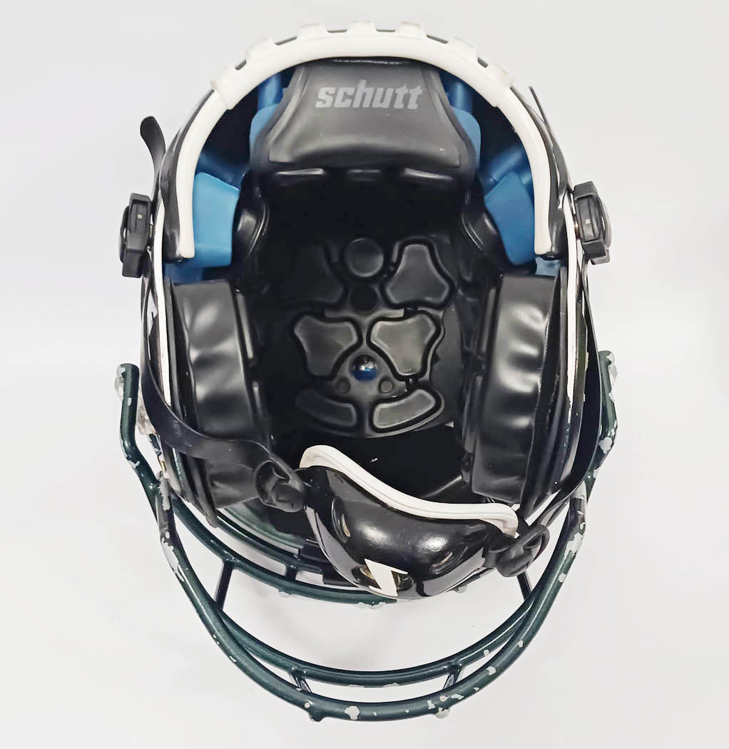 Game Used Schutt F7 LX1 Football Helmet - Youth Large - Green Metallic