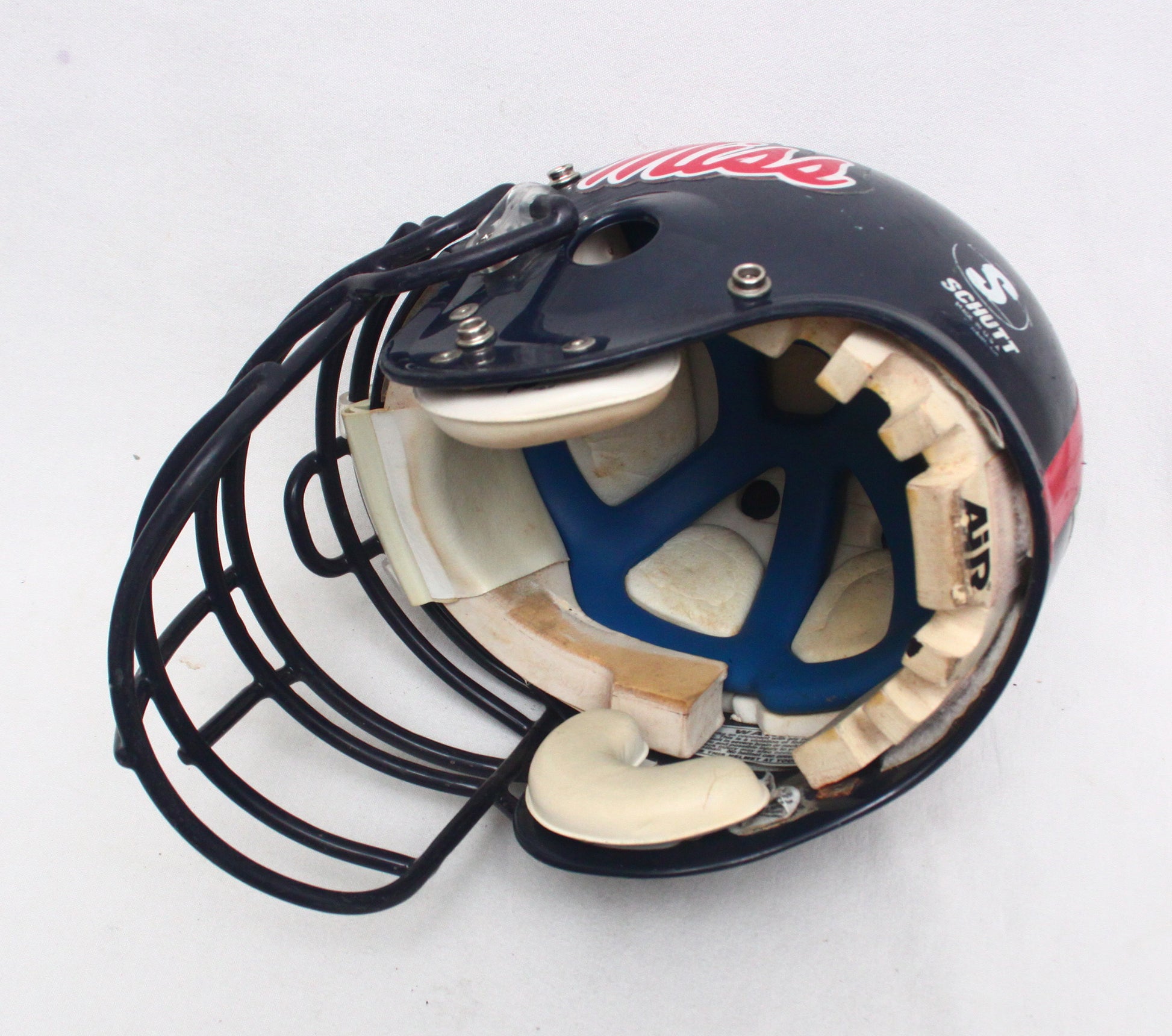 eli manning ole miss football helmets Vintage Game Used Eli Manning Era Ole Miss Rebels Football Helmet Size – Football Helmet Restoration Center