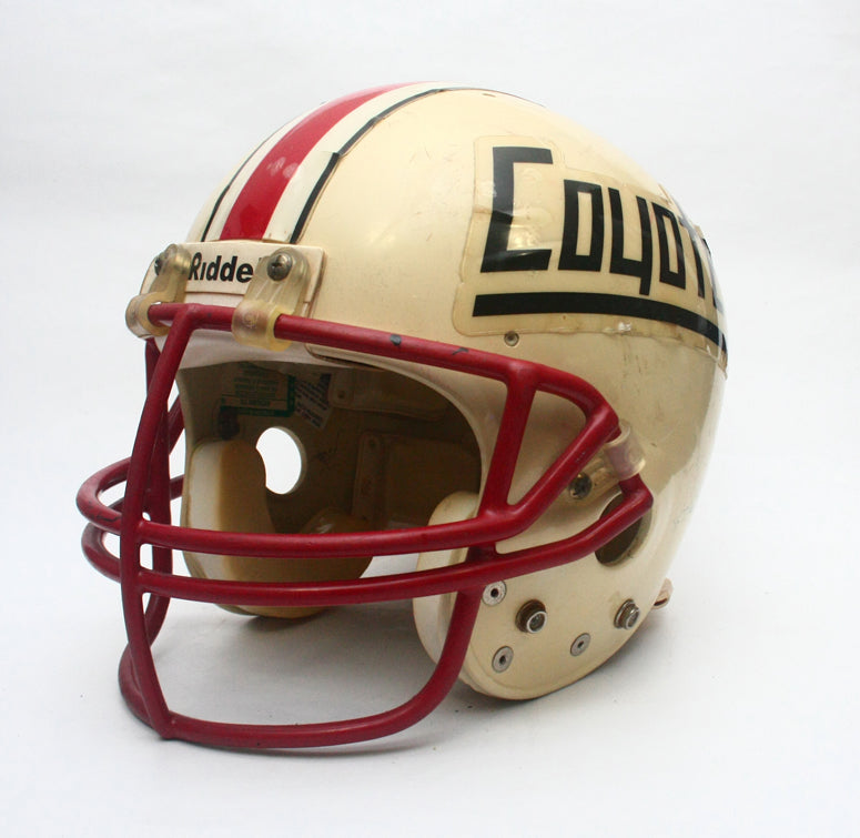 Vintage Game Used 1990s Wichita Falls Coyotes Texas High School Riddel – Football Helmet Restoration Center