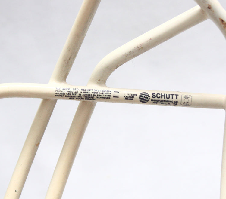 Rare 1980s White Schutt OPO Thin Wire Football Helmet Facemask