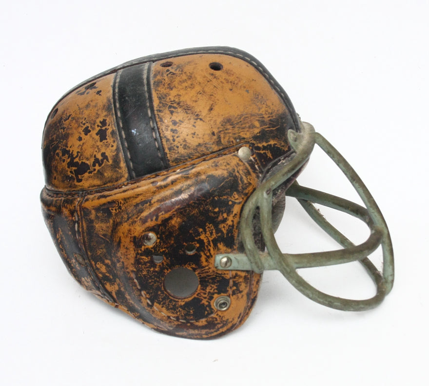 Vintage Game Used 1940s !950s MacGregor H612 Football Helmet with Facemask