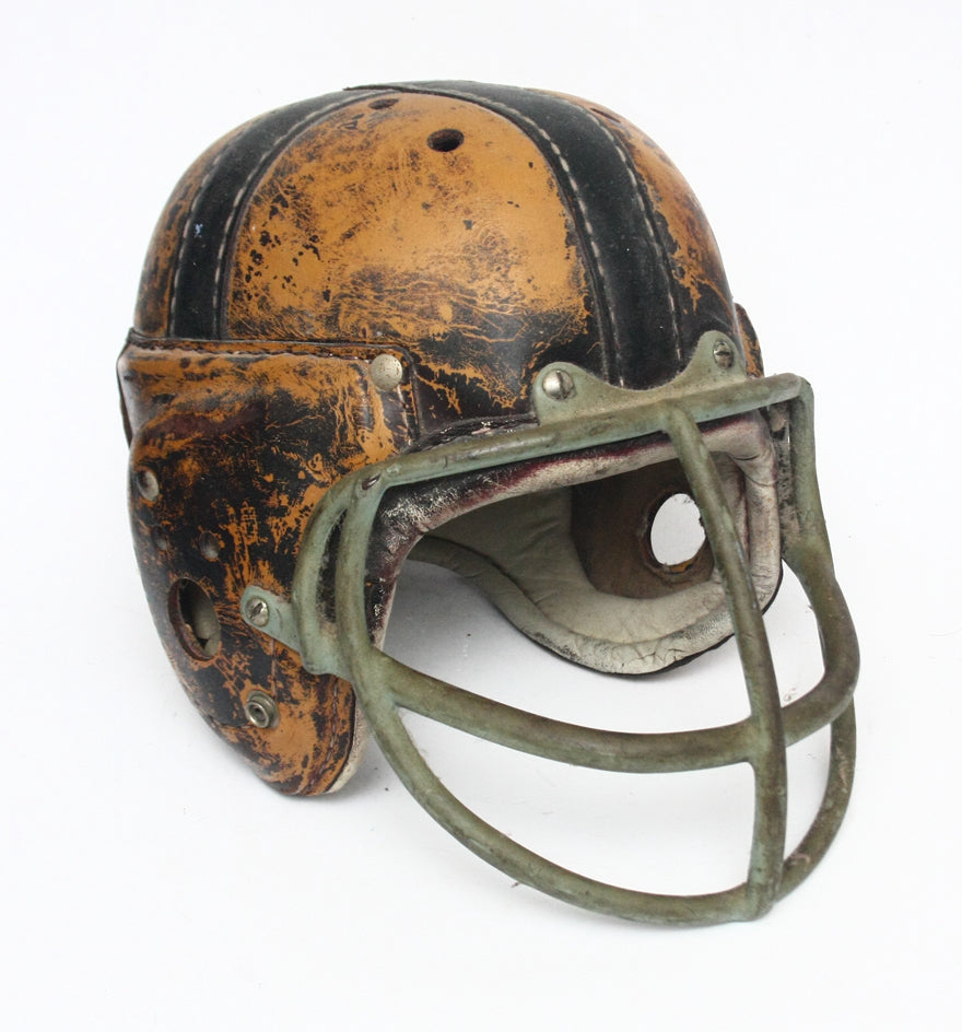 Vintage Game Used 1940s !950s MacGregor H612 Football Helmet with Facemask