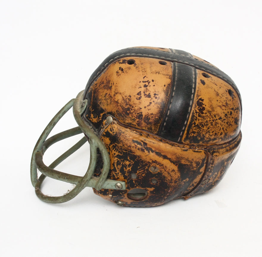 Vintage Game Used 1940s !950s MacGregor H612 Football Helmet with Facemask