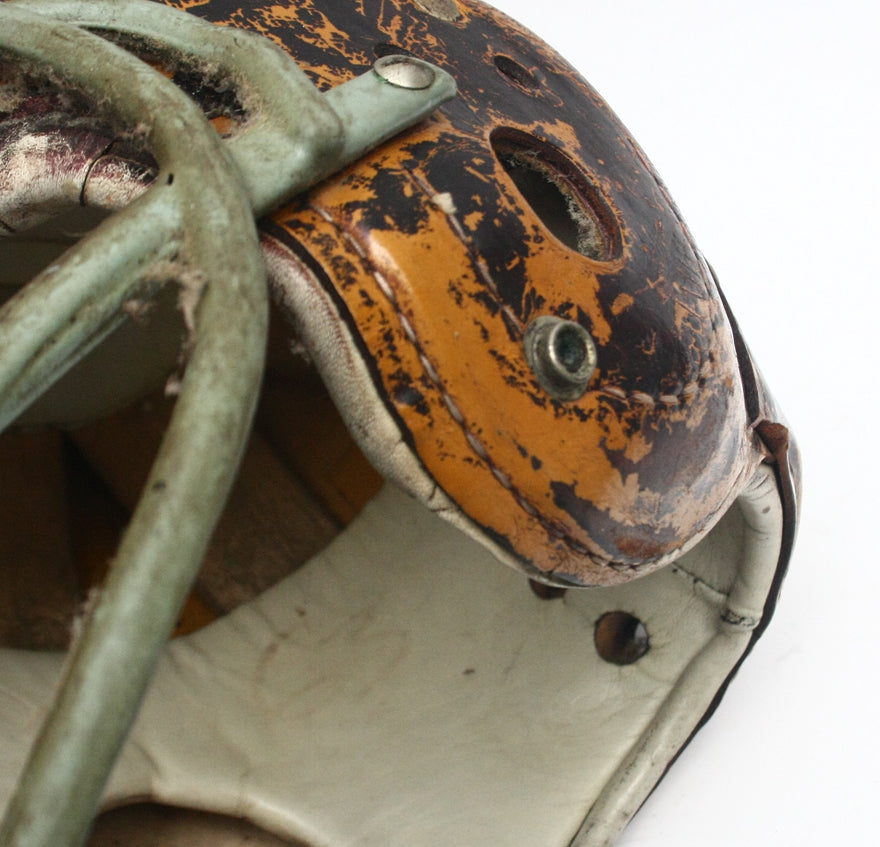 Vintage Game Used 1940s !950s MacGregor H612 Football Helmet with Facemask