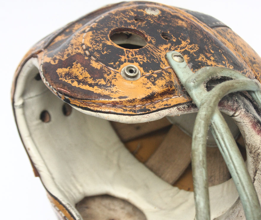 Vintage Game Used 1940s !950s MacGregor H612 Football Helmet with Facemask