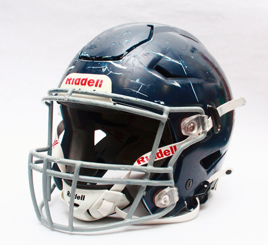 Game Used Riddell SpeedFlex Football Helmet - Youth XL - Painted Navy