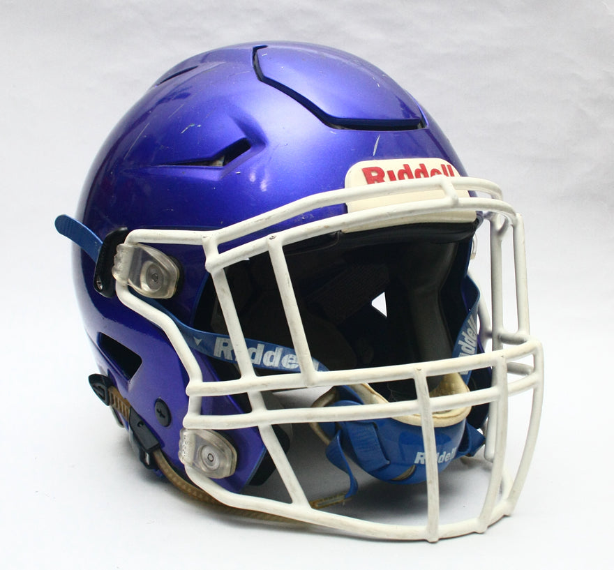 Game Used 2015 Riddell SpeedFlex Football Helmet - Youth Medium - Blue Metallic