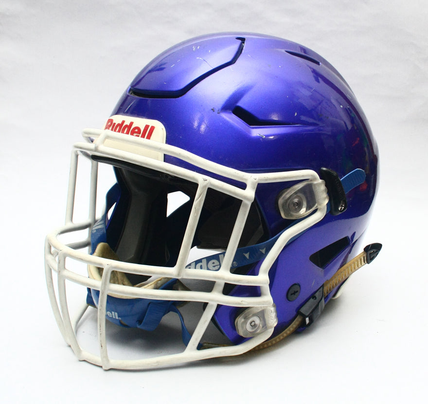 Game Used 2015 Riddell SpeedFlex Football Helmet - Youth Medium - Blue Metallic
