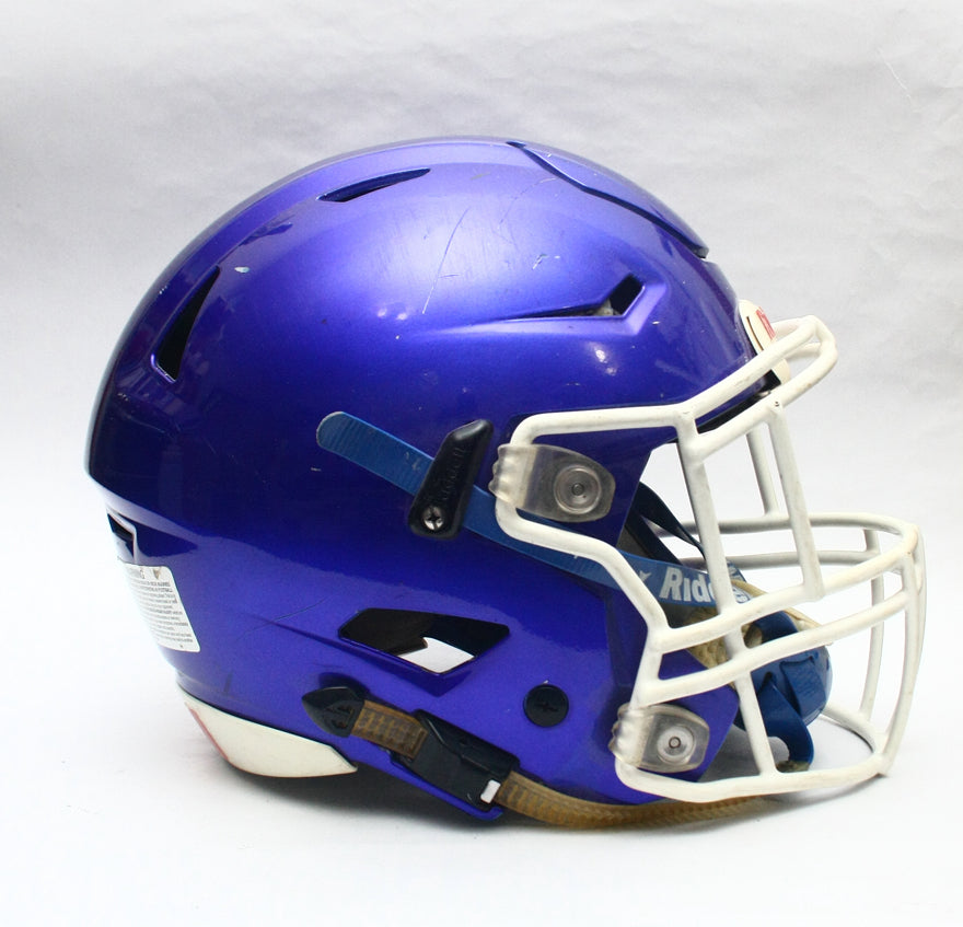 Game Used 2015 Riddell SpeedFlex Football Helmet - Youth Medium - Blue Metallic