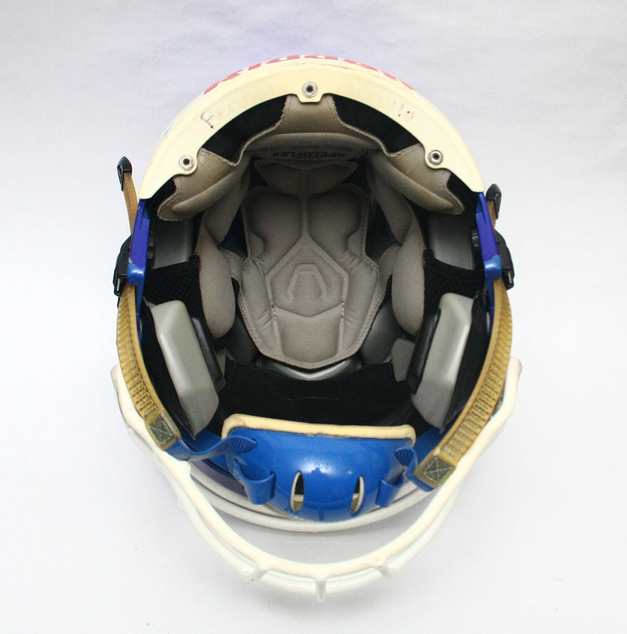 Game Used 2015 Riddell SpeedFlex Football Helmet - Youth Medium - Blue Metallic