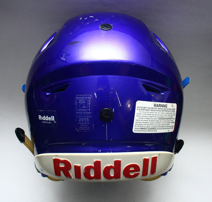 Game Used 2015 Riddell SpeedFlex Football Helmet - Youth Medium - Blue Metallic