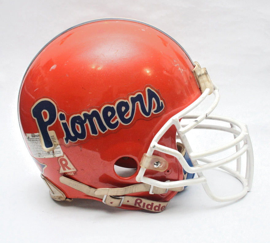 Vintage Game Used 1990s UWP Pioneers Riddell VSR4 Football Helmet - Size Large