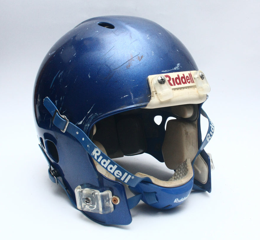 Vintage Game Used Riddell Revolution Football Helmet - Blue Metallic Size Large