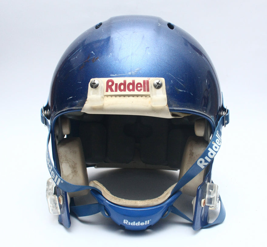 Vintage Game Used Riddell Revolution Football Helmet - Blue Metallic Size Large