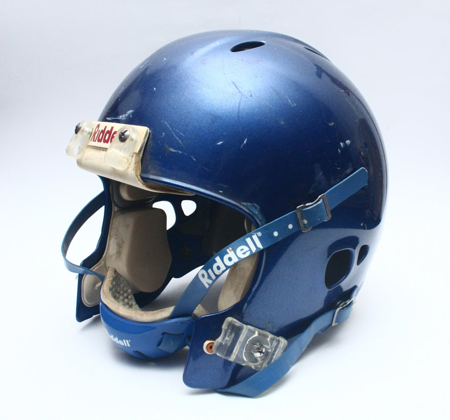 Vintage Game Used Riddell Revolution Football Helmet - Blue Metallic Size Large