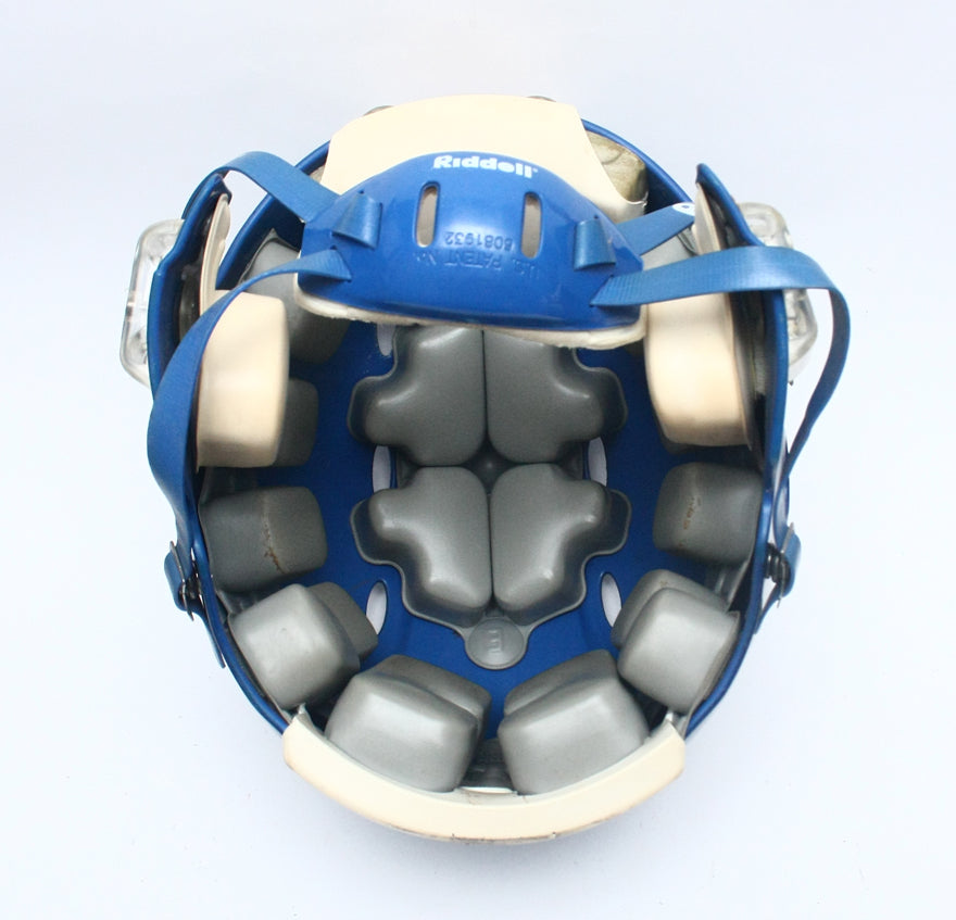 Vintage Game Used Riddell Revolution Football Helmet - Blue Metallic Size Large