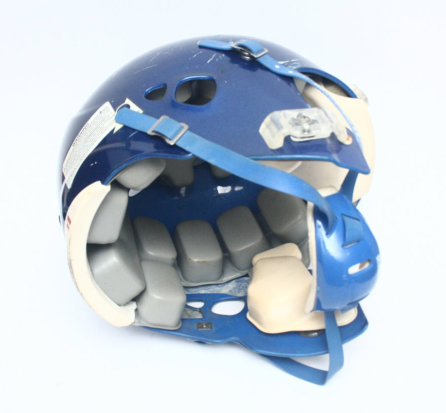 Vintage Game Used Riddell Revolution Football Helmet - Blue Metallic Size Large
