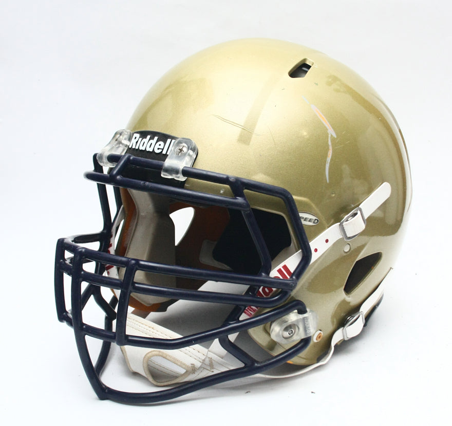 Game Used 2011 Riddell Speed Football Helmet - Gold Metallic - Adult Extra Large