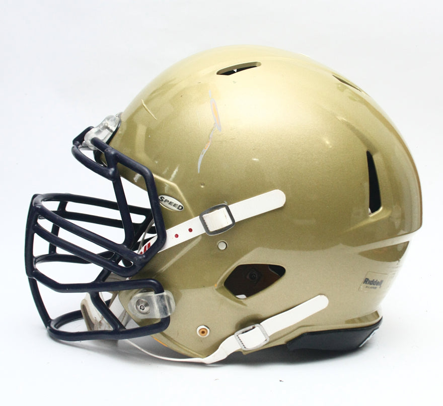 Game Used 2011 Riddell Speed Football Helmet - Gold Metallic - Adult Extra Large
