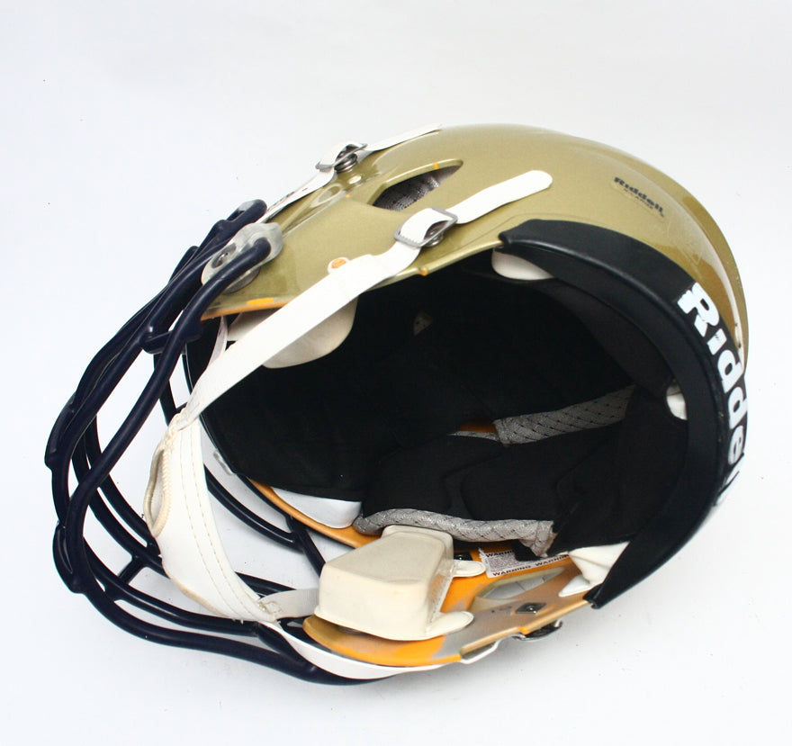 Game Used 2011 Riddell Speed Football Helmet - Gold Metallic - Adult Extra Large