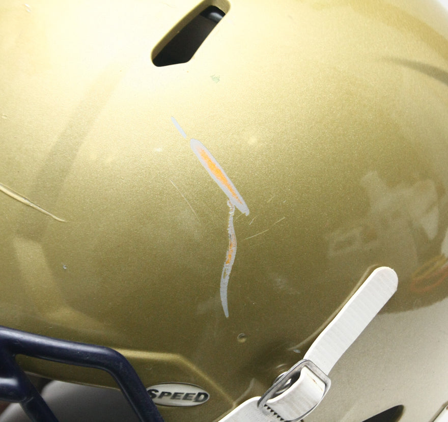 Game Used 2011 Riddell Speed Football Helmet - Gold Metallic - Adult Extra Large