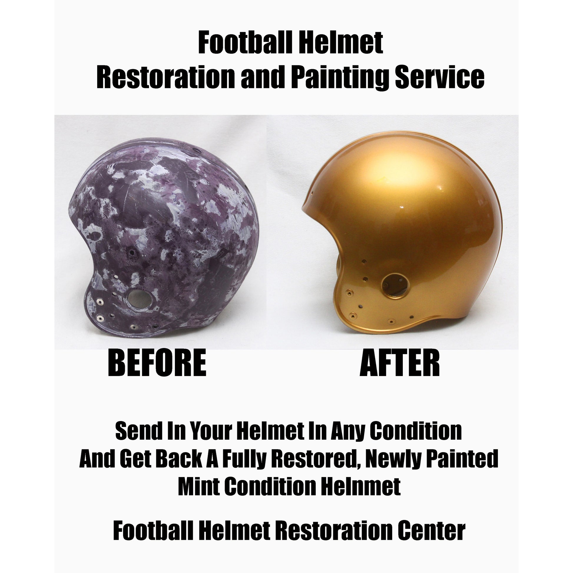 beforea and after football helmets Customer Send In Football Helmet Restoration and Refinishing Service – Football Helmet Restoration Center